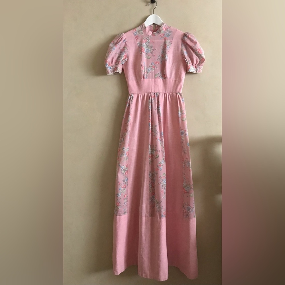 Vintage Pink Floral Maxi Dress - Picture 5 of 8
